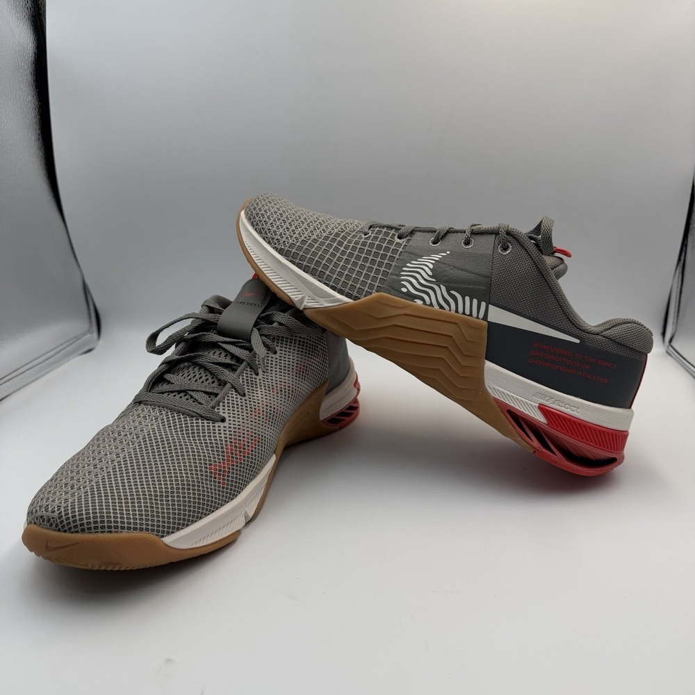 Nike Men's Athletic Shoes Gray Gum with Red Accents